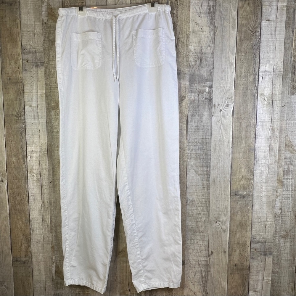 Liz Claiborne Lizwear Sz. 10 Pull-On Tie Stretch Drawstring Waist Linen Pants